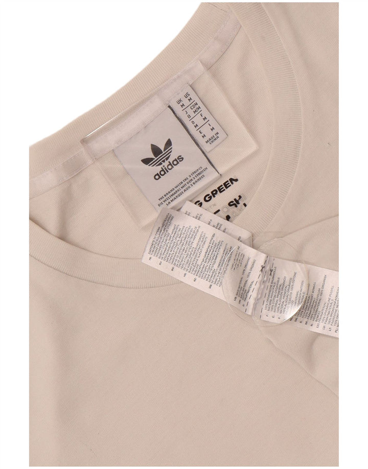 Ανδρικό γραφικό T-Shirt Adidas Top από μεσαίο λευκό βαμβακερό