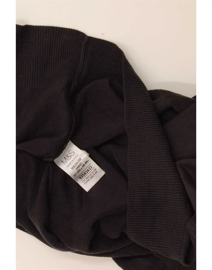 Marks & Spencer Ανδρικό πουλόβερ με λαιμόκοψη με λαιμόκοψη με μεσαίο μπλε ακρυλικό