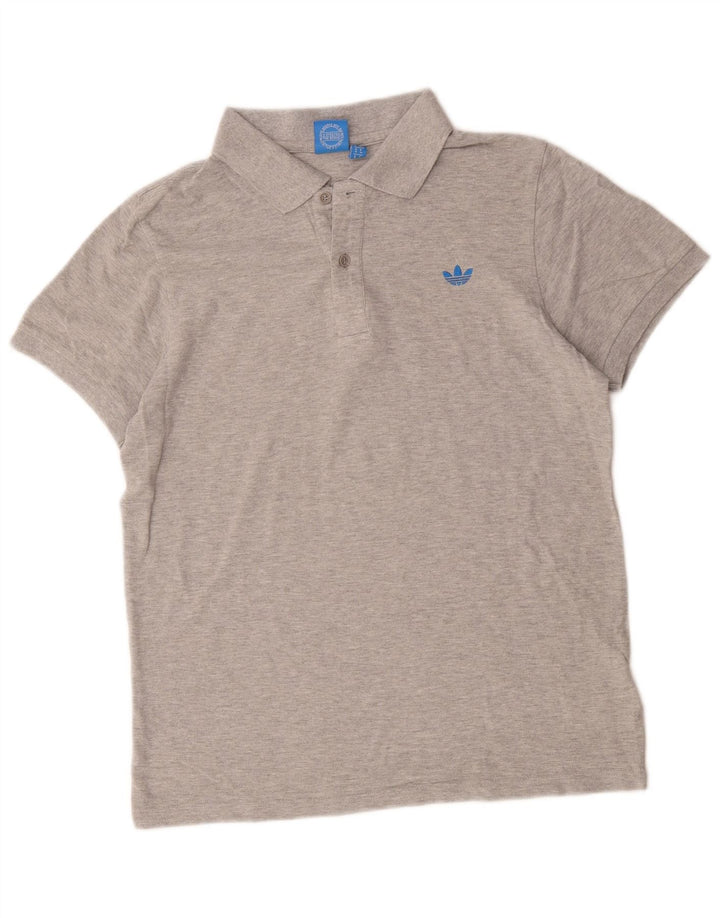 Ανδρικό πουκάμισο πόλο Adidas, βαμβακερό μεσαίο γκρι