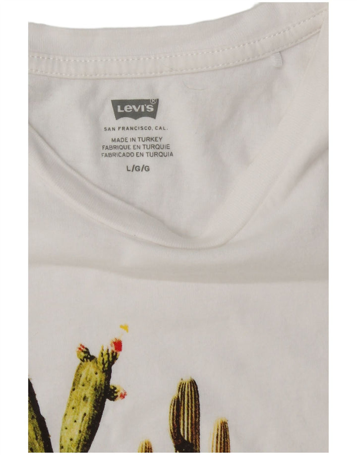 Γυναικείο γραφικό T-Shirt LEVI'S Top UK 14 Large White