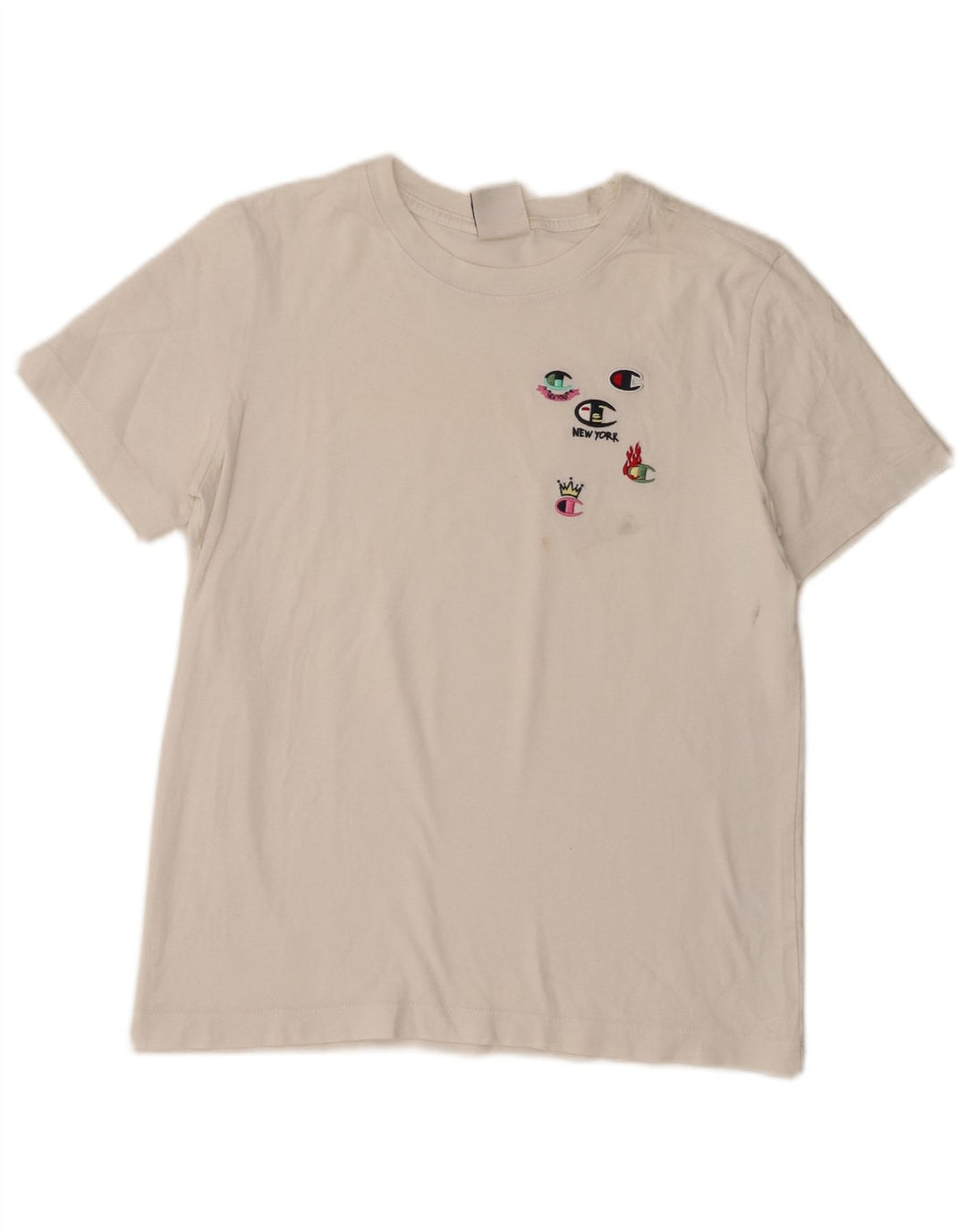 Champion Womens Graphic T-Shirt Top UK 12 Medium White
