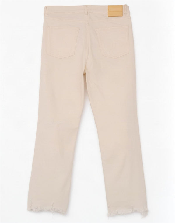 Zara Γυναικείο τζιν κουρεμένο με ταλαιπωρία EU 42 Large W32 L24 Λευκό βαμβακερό