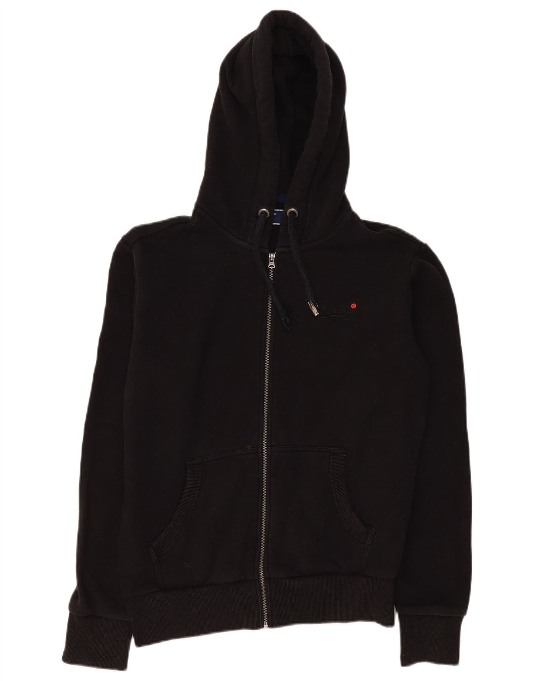 Ανδρικό πουλόβερ με κουκούλα με φερμουάρ Superdry, μικρό μαύρο βαμβακερό