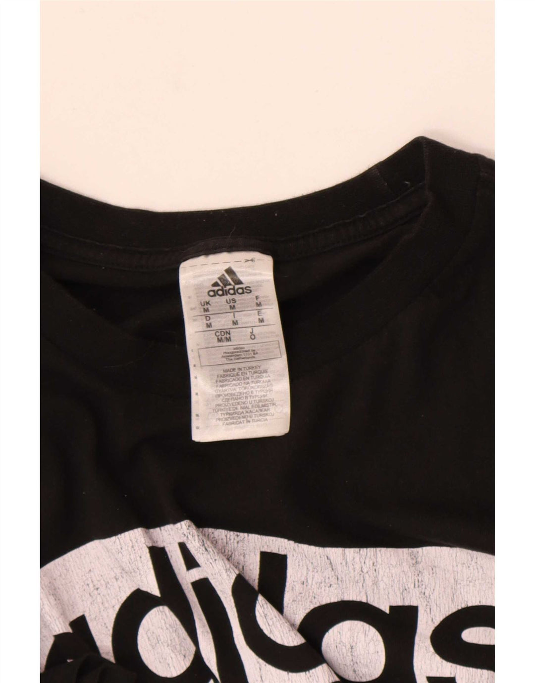 Ανδρικό T-Shirt με τρεις ρίγες γραφικό τοπ Adidas, μεσαίο μαύρο βαμβακερό