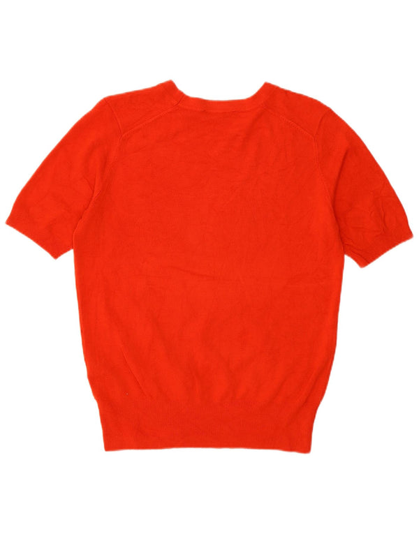 Zara Womens Short Sleeve Crew Neck Jumper Sweater UK 14 Medium Red Viscose