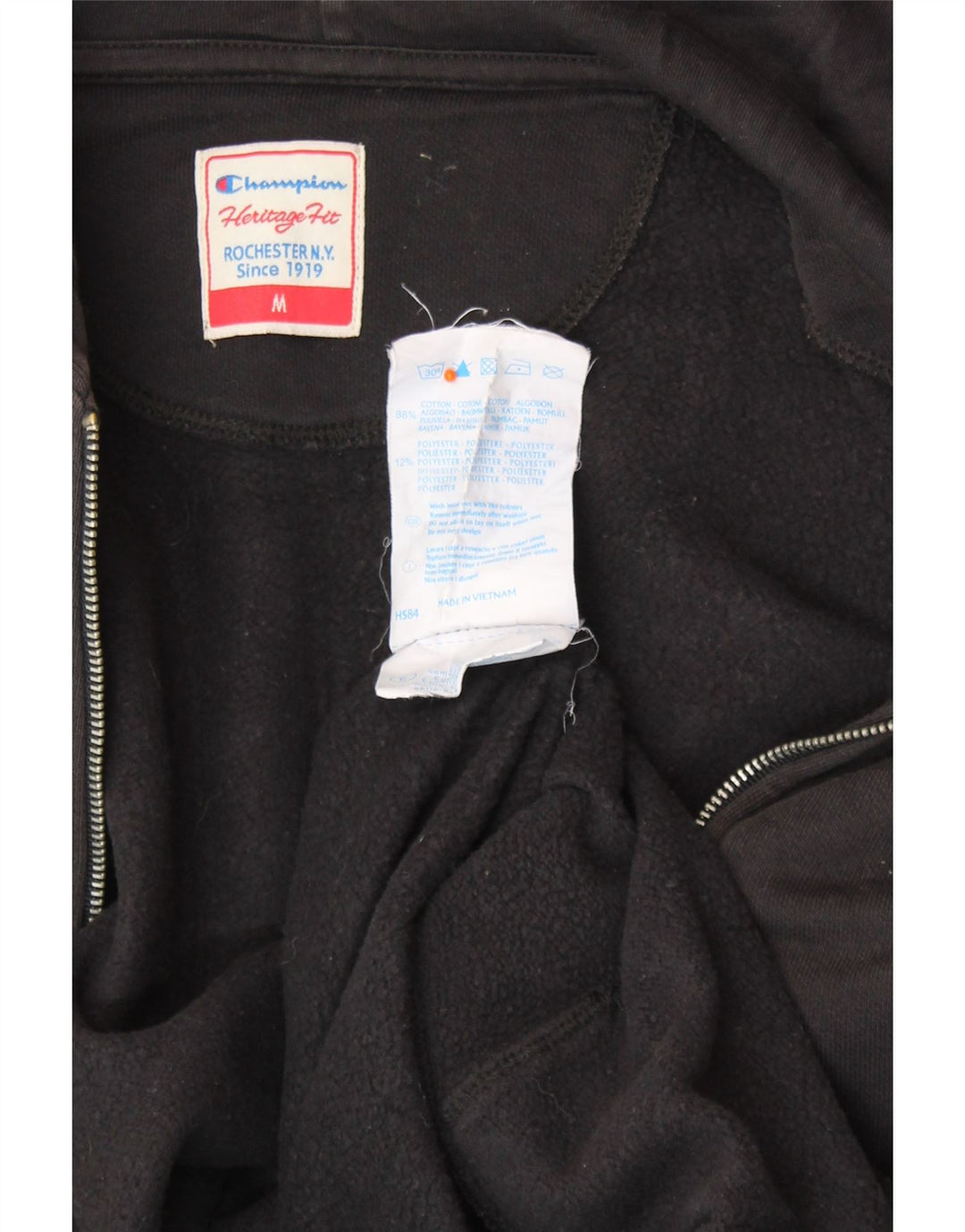 CHAMPION Γυναικείο πουλόβερ Heritage Fit Zip Hoodie UK 14 μεσαίο μαύρο βαμβακερό