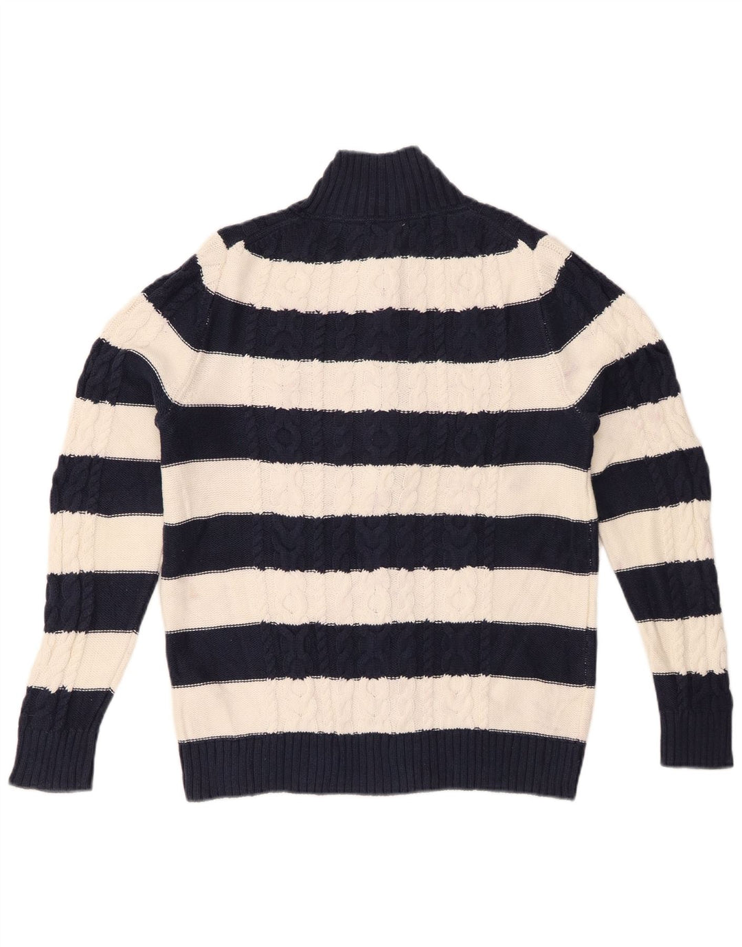 L.L.BEAN Γυναικείο πουλόβερ ζακέτα UK 14 μεσαίου μπλε ριγέ βαμβακερό