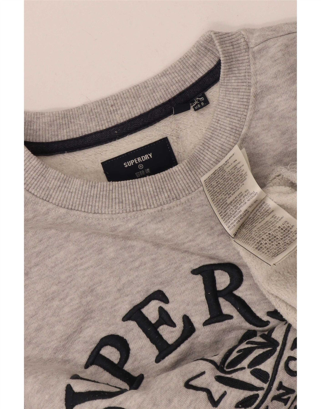 Superdry Γυναικεία γραφική μπλούζα μεγάλου μεγέθους Jumper UK 10 Small Grey Cotton