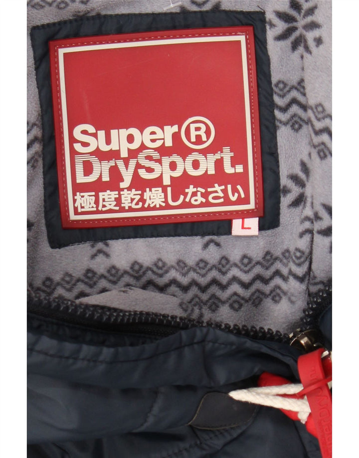 Superdry γυναικείο μπουφάν με κουκούλα UK 14 Large Navy Blue Polyester
