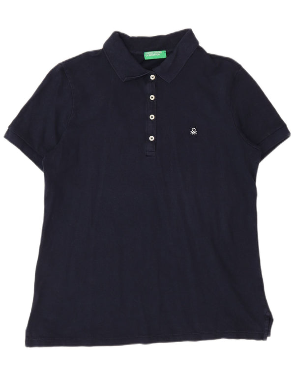 Γυναικείο μπλουζάκι πόλο Benetton UK 14 Medium Navy Blue βαμβακερό
