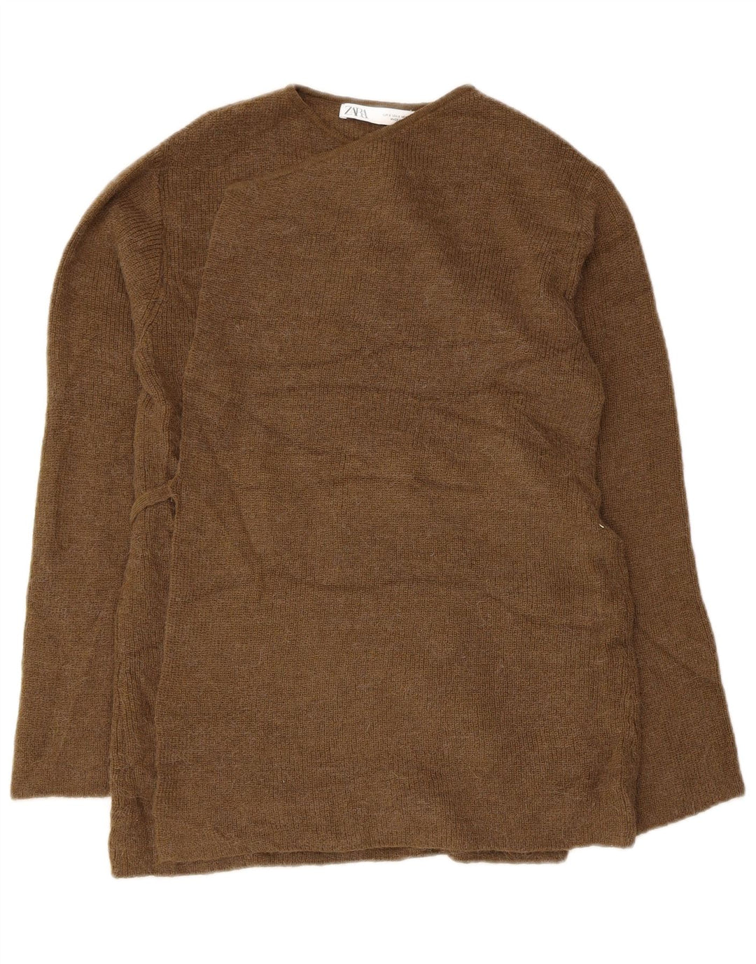 Zara Γυναικείο πουλόβερ ζακέτας UK 10 Small Khaki Polyamide