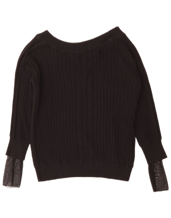 PATRIZIA PEPE Γυναικείο πουλόβερ με λαιμόκαυστο UK 14 μεσαίο μαύρο βαμβακερό