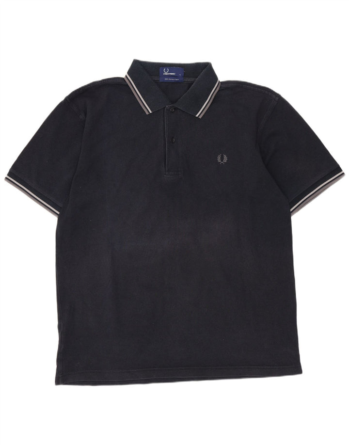 FRED PERRY Ανδρικό πουκάμισο polo μεγάλο μπλε ναυτικό βαμβακερό