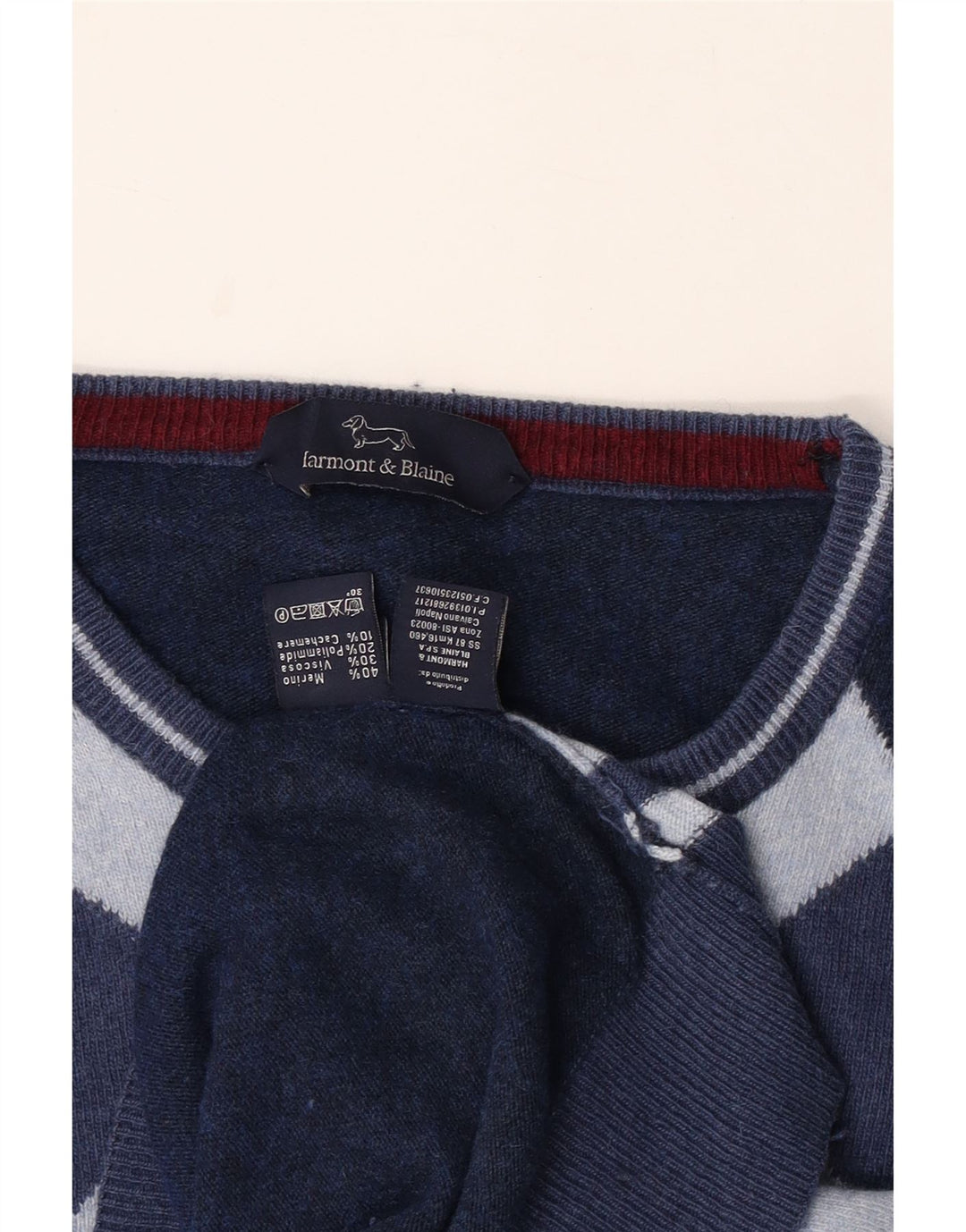 HARMONT & BLAINE Ανδρικό πουλόβερ για λαιμό σκακιέρα μεγάλο μπλε ναυτικό