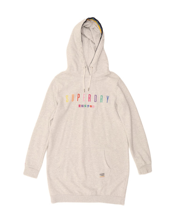 Γυναικείο μακρυμάνικο φόρεμα κουκούλα SUPERDRY UK 14 μεγάλο γκρι πολυεστέρα