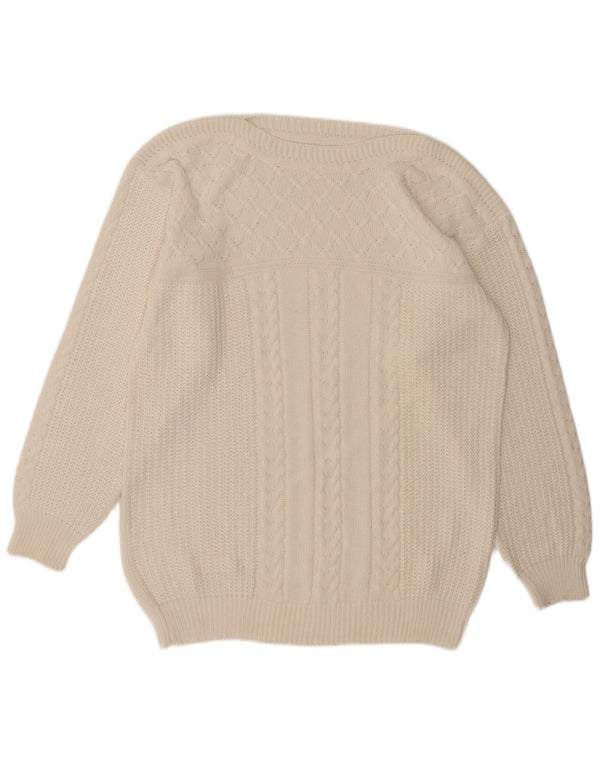 VINTAGE Γυναικείο πουλόβερ με λαιμόκαυστο UK 14 Large White