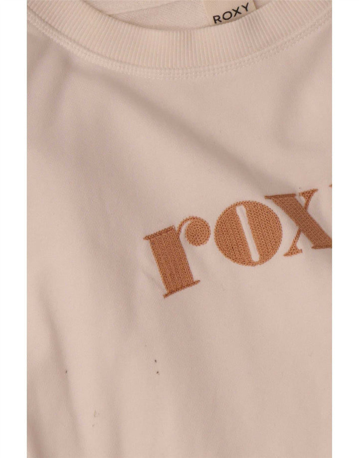 Roxy γυναικεία υπερμεγέθη Crop γραφική φούτερ Jumper UK 10 Small White