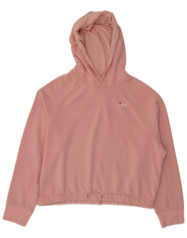Fila Γυναικείο Crop Oversized Hoodie Jumper UK 14 Medium Pink Cotton