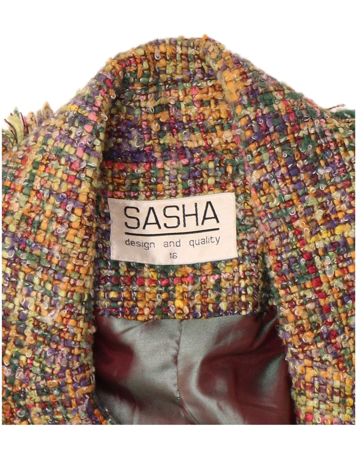 SASHA Γυναικείο Open Blazer Jacket UK 16 Μεγάλο Πολύχρωμο Ακρυλικό