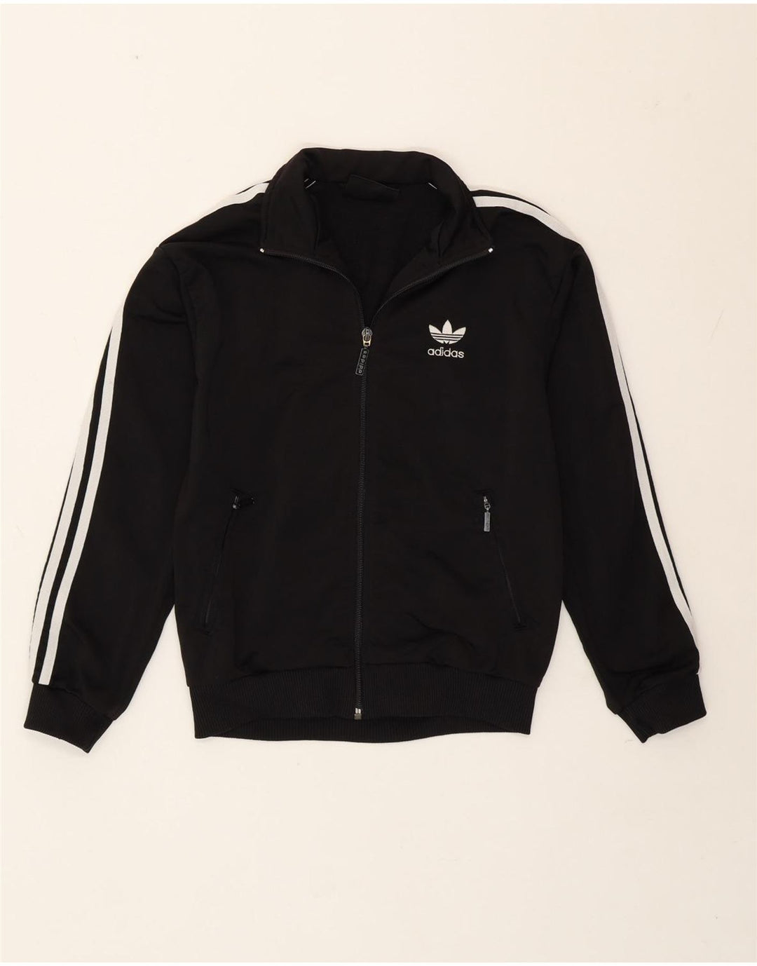 Adidas Boys Tracksuit Top Jacket 11-12 Years Black Polyester
