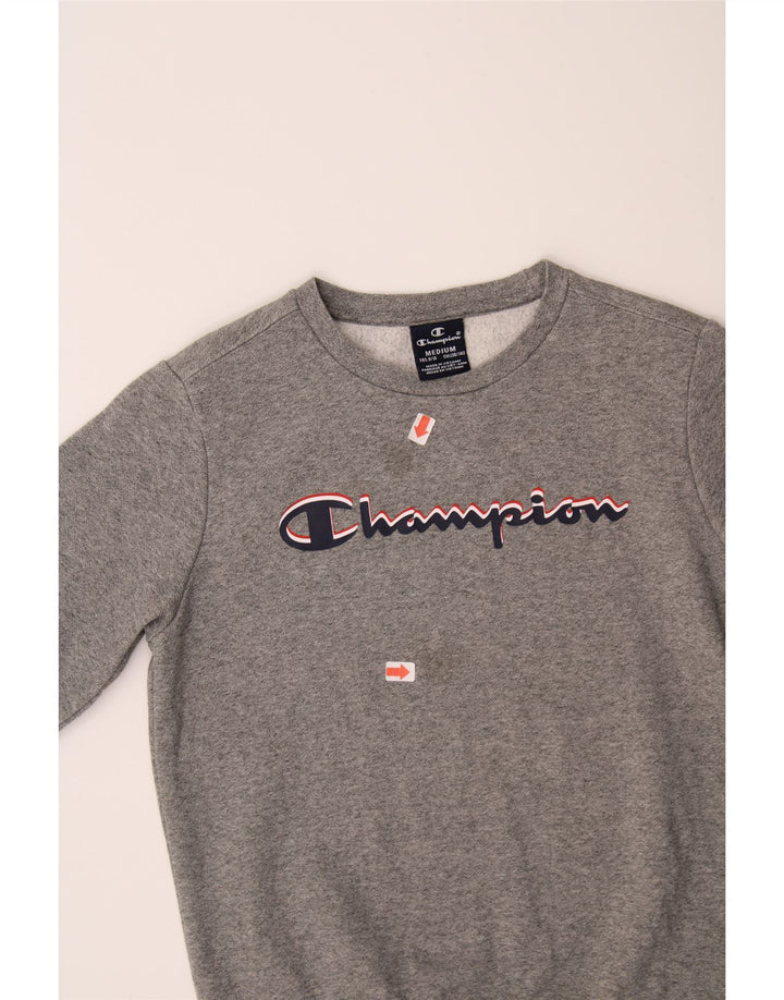 CHAMPION Boys Graphic Sweatshirt Jumper 9-10 Years Medium  Grey Vintage Champion and Second-Hand Champion from Messina Hembry 