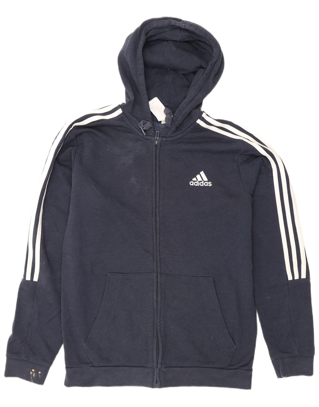 Ανδρικό πουλόβερ με κουκούλα με φερμουάρ Adidas, μεσαίο μπλε βαμβακερό