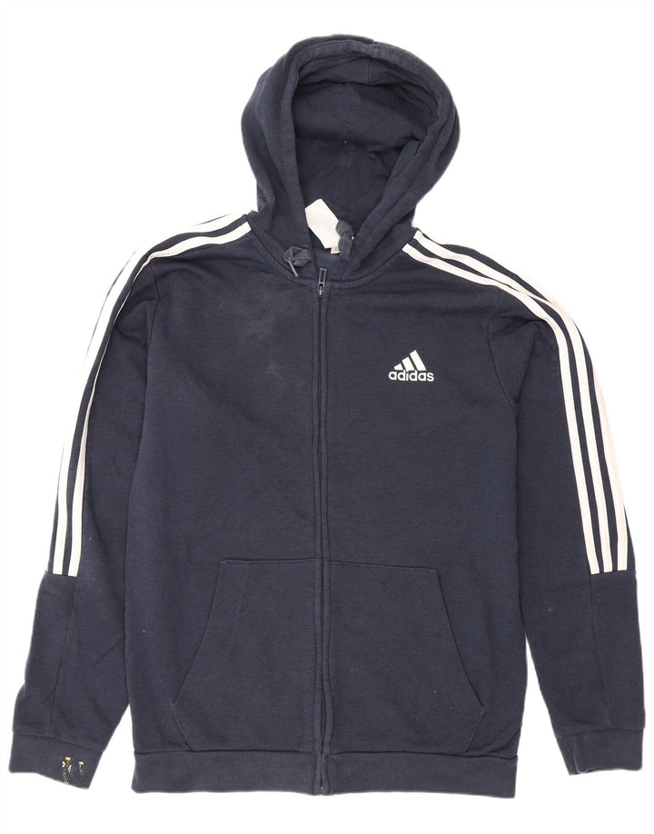 Ανδρικό πουλόβερ με κουκούλα με φερμουάρ Adidas, μεσαίο μπλε βαμβακερό