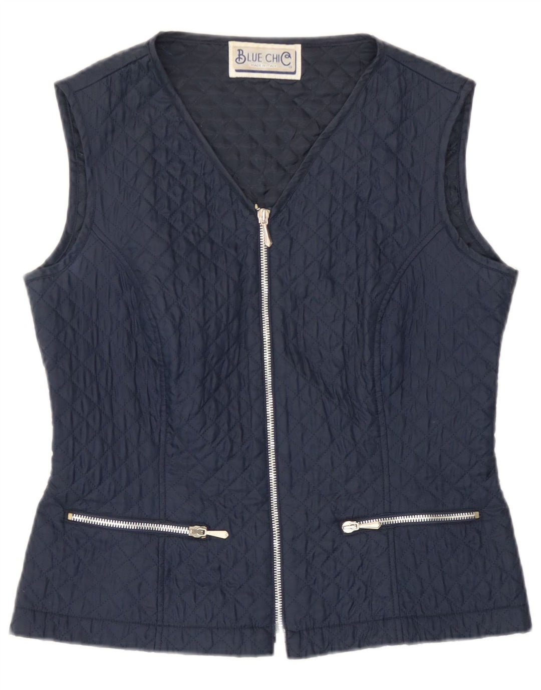 Vintage Γυναικείο Καπιτονέ Gilet IT 42 Medium Navy Blue Polyester
