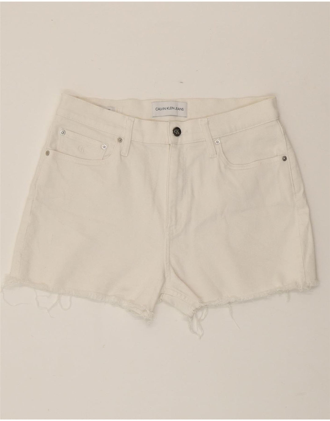 Γυναικείο τζιν σορτς CALVIN KLEIN W30 Μεσαίο λευκό βαμβακερό