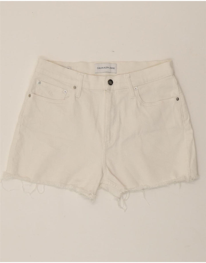 Γυναικείο τζιν σορτς CALVIN KLEIN W30 Μεσαίο λευκό βαμβακερό