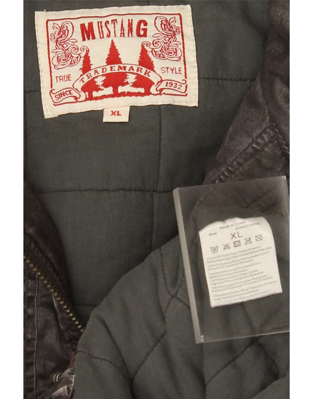 Mustang Ανδρικό Bomber Jacket με κουκούλα UK 42 XL καφέ πολυαμίδιο