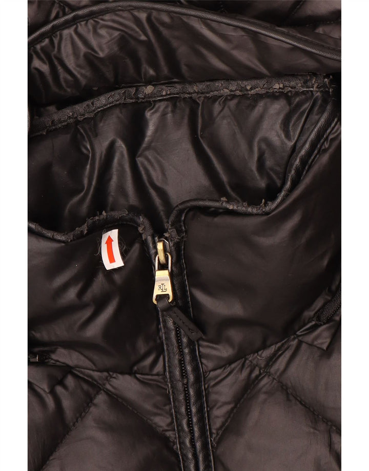 Γυναικείο μπουφάν Ralph Lauren με κουκούλα UK 10 μικρό μαύρο πολυεστέρα