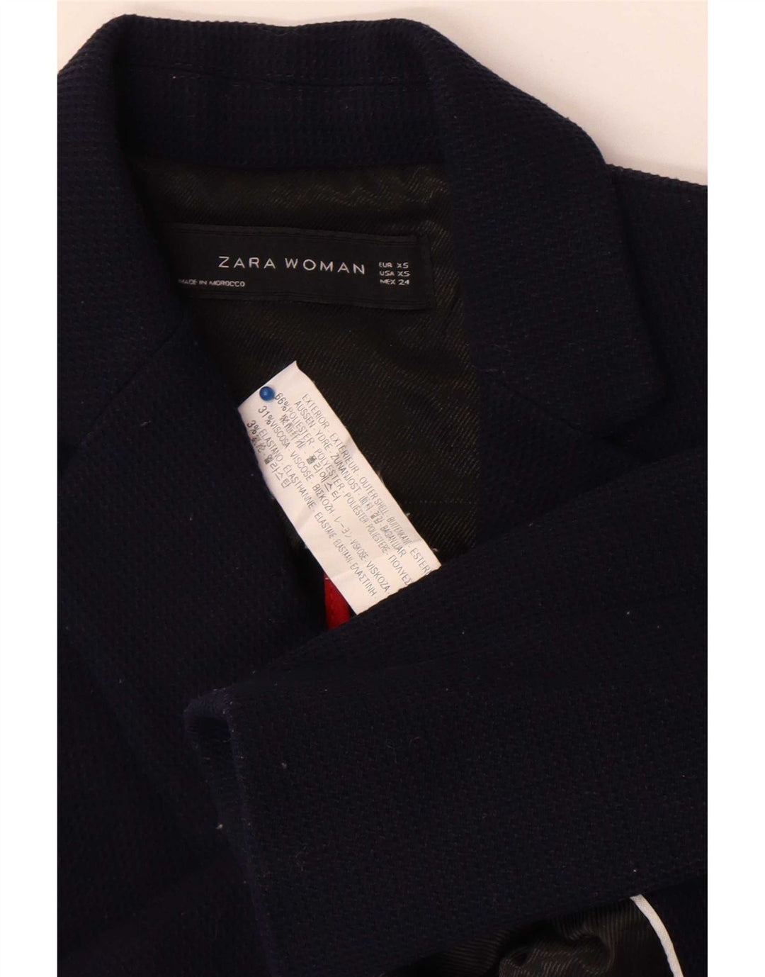 Zara Γυναικείο μπλέιζερ 1 κουμπιού μπουφάν UK 6 XS Navy Blue Polyester