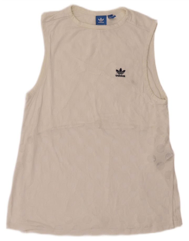 Γυναικείο γιλέκο ADIDAS τοπ UK 10 Small White Geometric Polyester