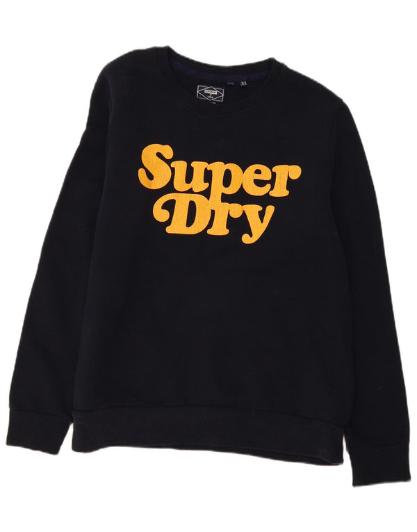 Γυναικεία γραφική φούτερ Superdry Jumper UK 16 Large Black Cotton