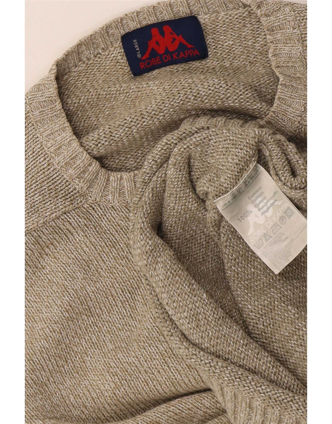 Ανδρικό πουλόβερ Kappa Crew Neck Jumper Μεγάλο Μπεζ Βαμβακερό