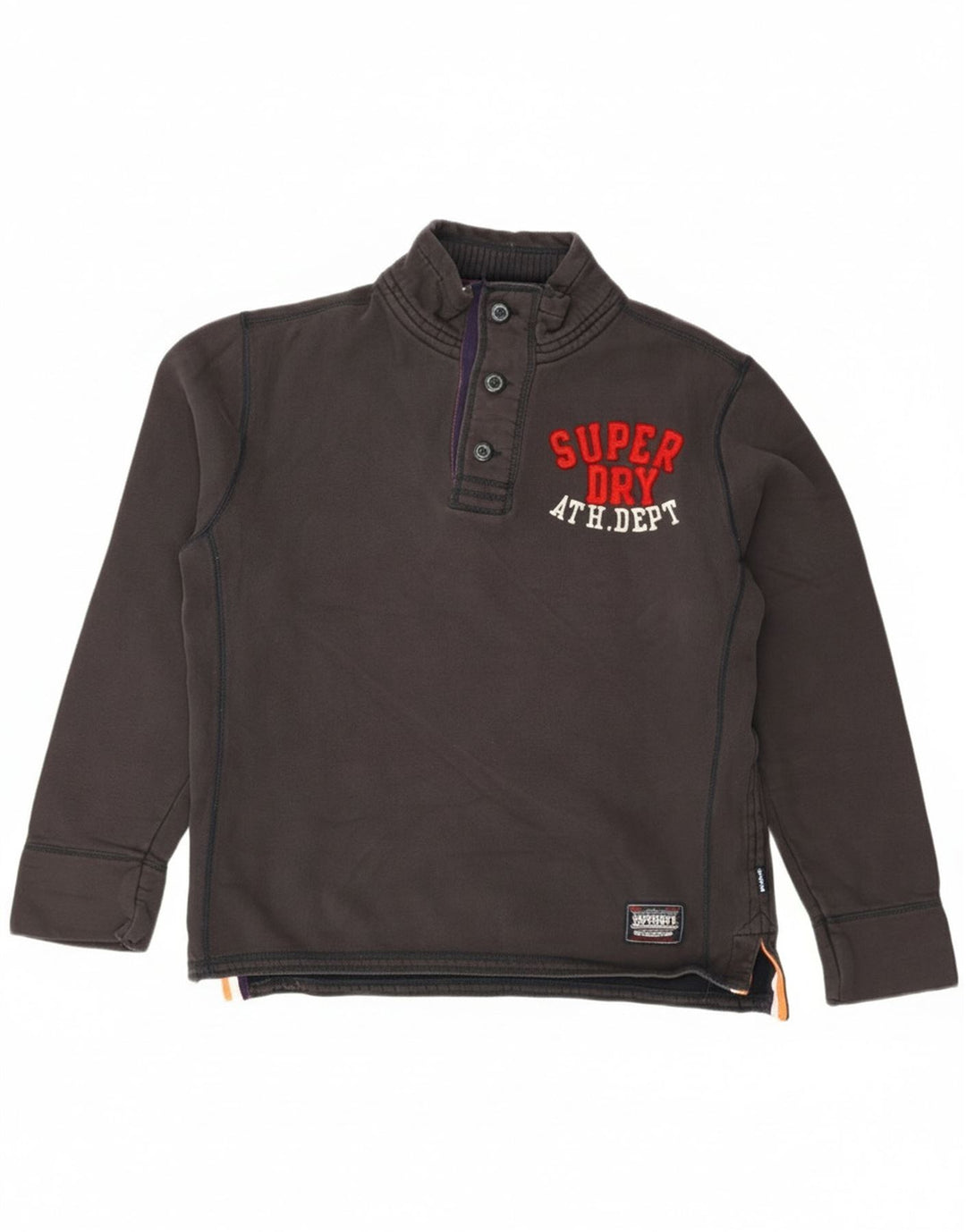 Ανδρικό φούτερ με γραφικό λαιμό με κουμπιά Superdry Jumper XL Μαύρο βαμβακερό