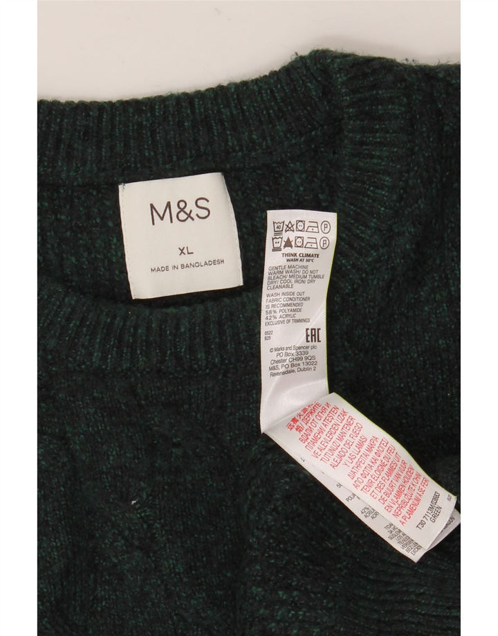 Ανδρικό πουλόβερ με λαιμόκοψη MARKS & SPENCER XL Πράσινο Πολυαμίδιο
