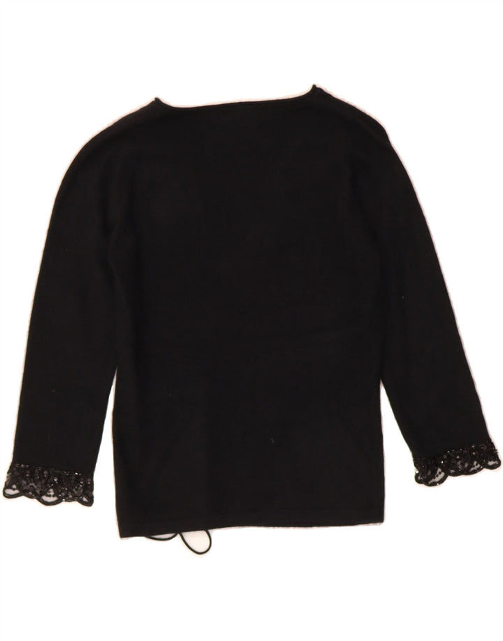 NEXT Womens 3/4 Sleeve Blouse Top UK 12 Medium Black Nylon Vintage Next and Second-Hand Next from Messina Hembry 