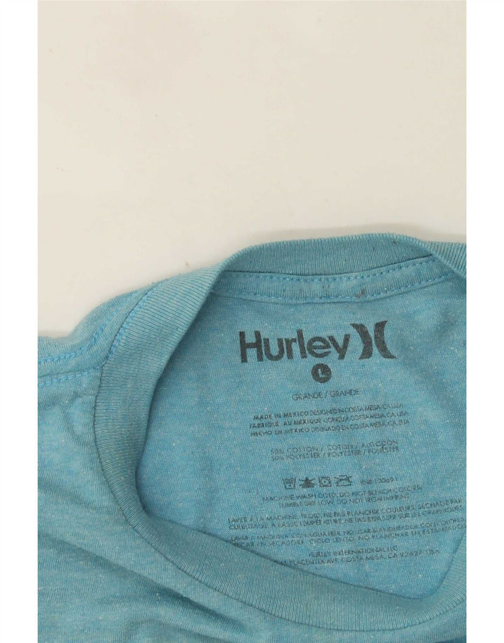 Ανδρικό γραφικό T-Shirt Hurley Top μεγάλο μπλε βαμβακερό