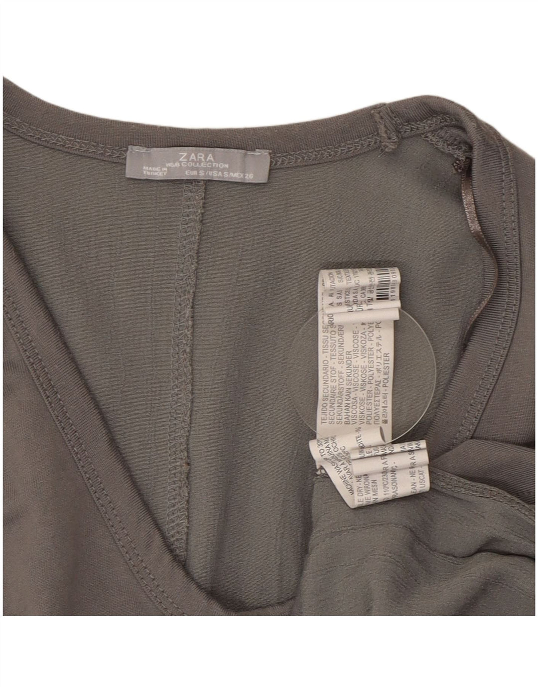 Zara Γυναικεία Ασύμμετρη Μπλούζα Τοπ UK 10 Small Grey Viscose