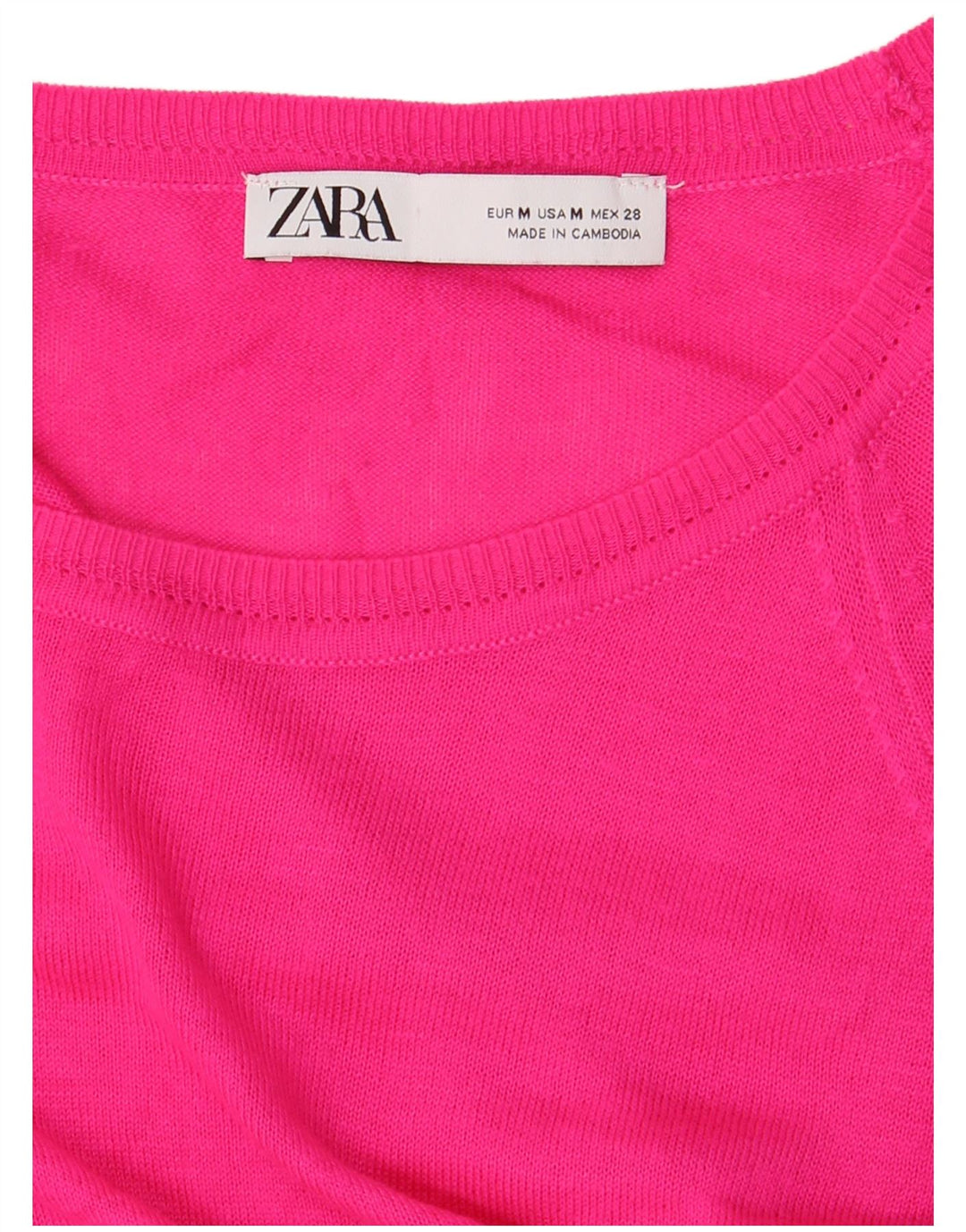 ZARA Γυναικείο πουλόβερ με λαιμόκοψη UK 14 Medium Pink