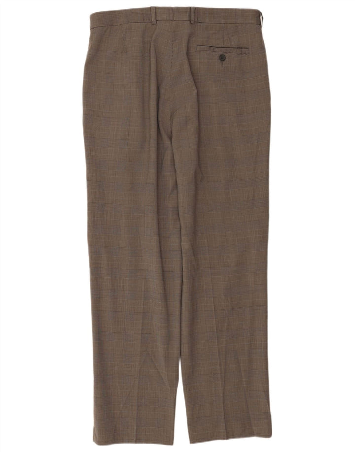 Marks & Spencer Ανδρικό παντελόνι με καρφίτσα W34 L30 Beige Houndstooth