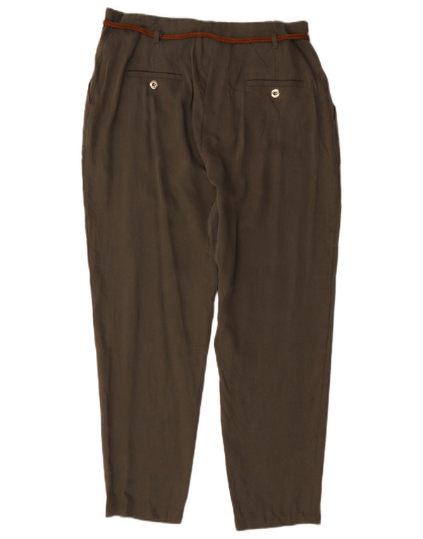 Marks & Spencer Womens High Waist Chino Trousers UK 16 Large W32 L26 Khaki