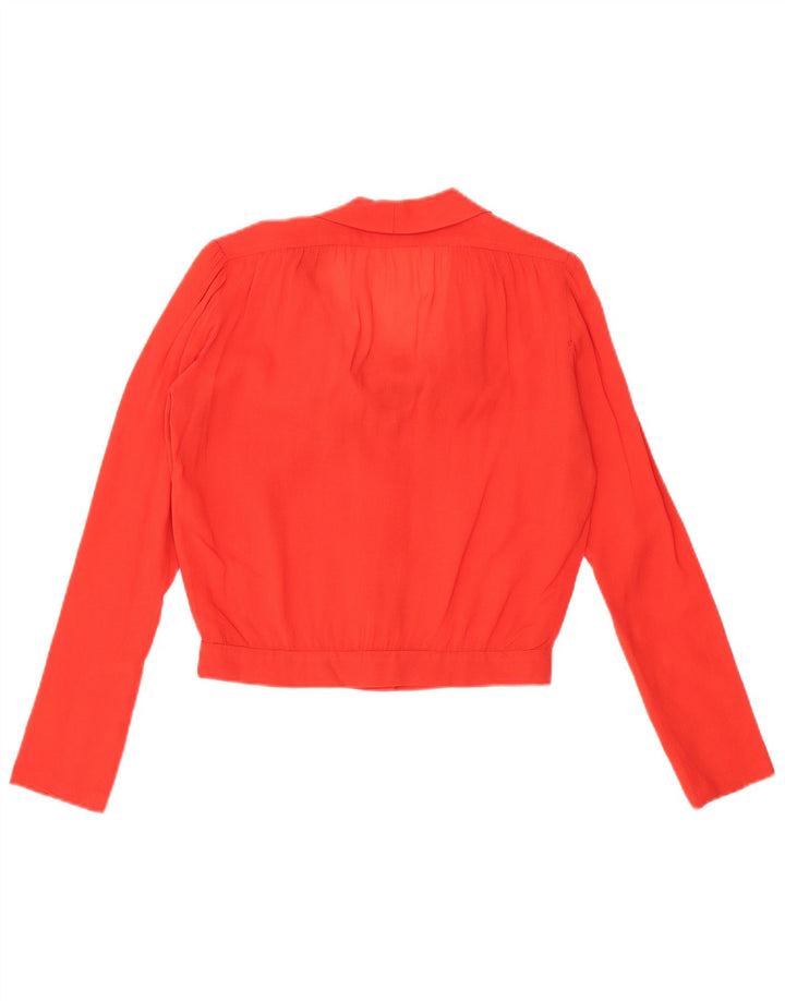 VINTAGE Γυναικεία Μπροστινή Γραβάτα See Through Shirt Μπλούζα UK 16 Large Red