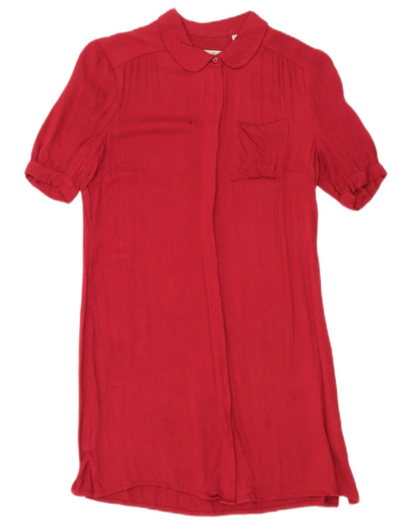 Jack Wills Γυναικείο κοντομάνικο πουκάμισο UK 8 Small Burgundy Viscose