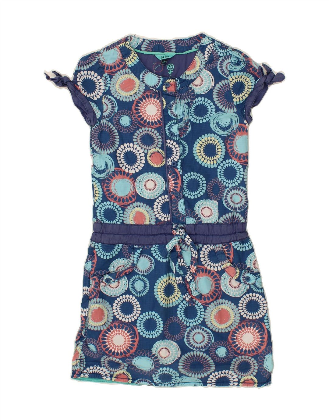 FAT FACE Girls Shift Dress 8-9 Years Blue Geometric Cotton Vintage Fat Face and Second-Hand Fat Face from Messina Hembry 