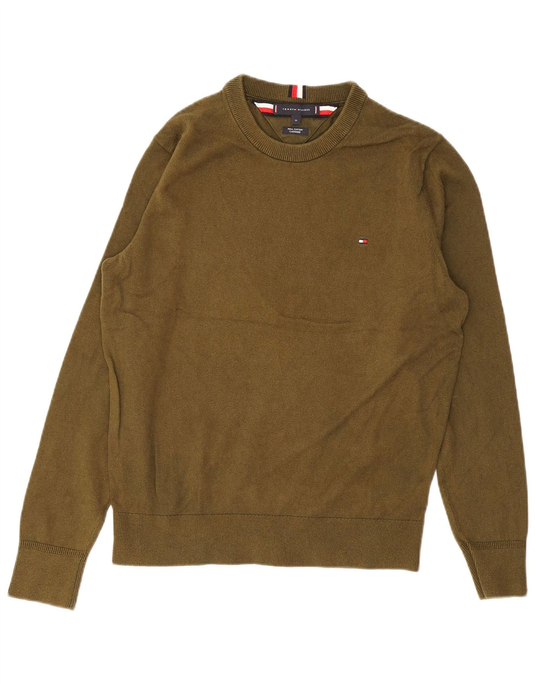 Ανδρικό πουλόβερ Tommy Hilfiger Crew Neck Jumper Μεσαίο βαμβακερό χακί