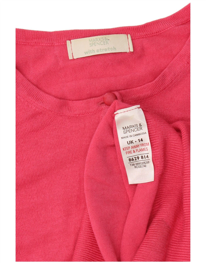 Marks & Spencer Γυναικεία ζακέτα Crop UK 14 Medium Pink Viscose