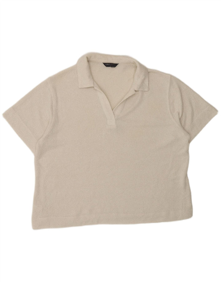 Marks & Spencer Γυναικείο πουκάμισο πόλο UK 16 Large Off White Polyester